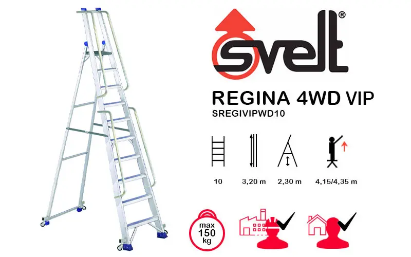 Svelt Regina 4WD VIP SREGIVIPWD10 - Scala Professionale con Ruote e guardacorpo