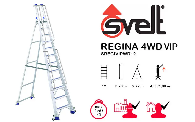 Svelt Regina 4WD VIP SREGIVIPWD12 - Scala Professionale con Ruote e guardacorpo