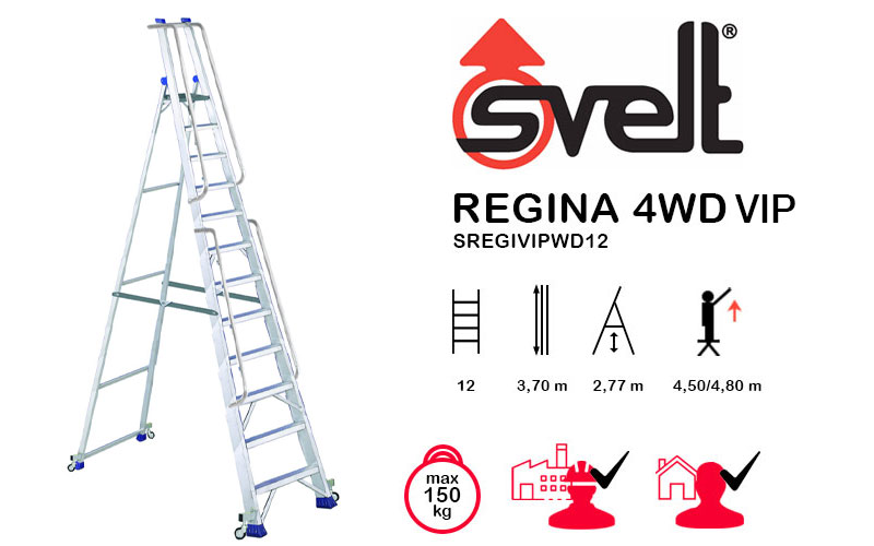 Svelt Regina 4WD VIP SREGIVIPWD12 - Scala Professionale con Ruote e guardacorpo