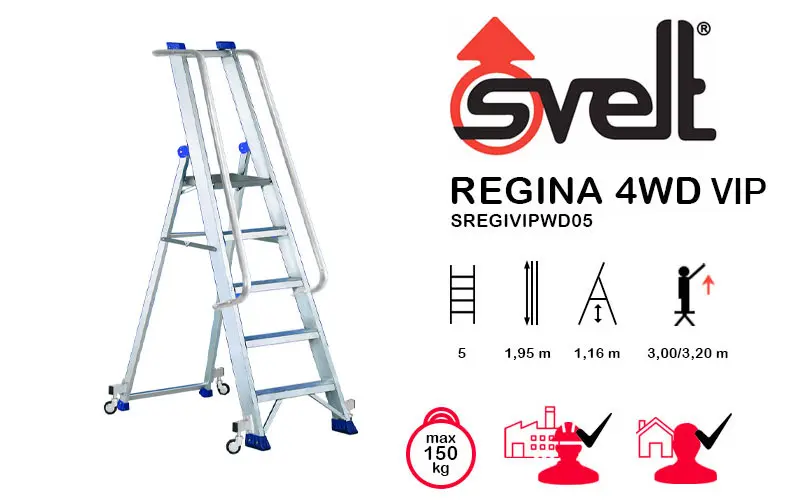 Svelt Regina 4WD vip SREGIVIPWD05 - Scala Professionale con Ruote e guardacorpo