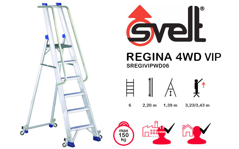 Svelt Regina 4WD VIP SREGIVIPWD06 - Scala a 6 gradini con Ruote e Corrimano