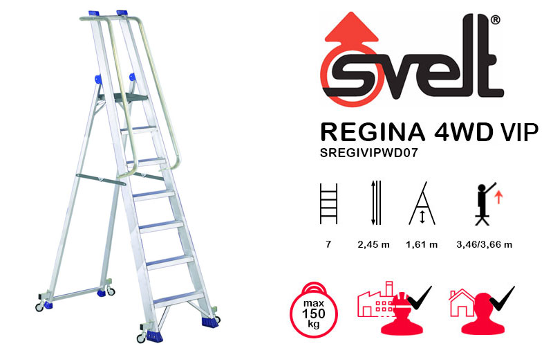 Svelt Regina 4WD SREGIVIPWD07 - Scala Professionale con Ruote e guardacorpo