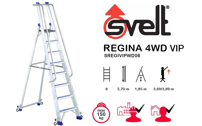 Svelt Regina 4WD VIP SREGIVIPWD08 - Scala Professionale con Ruote e guardacorpo