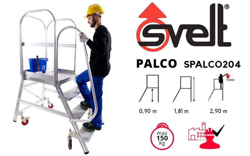 Svelt Palco SPALCO204 - Scala a Palco 4 pioli con corrimano