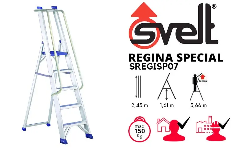 Svelt Regina Special SREGISP07 - Scala Doppia in Alluminio con Corrimano a 5 gradini professionale