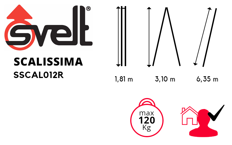 Svelt Scalissima SSCAL012R - Telescopic Multi-Position Ladder