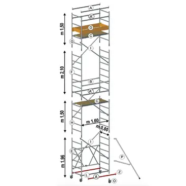 Svelt Roller S - Trabattello in Alluminio Componibile in Moduli da 1,9 a 7,1 m