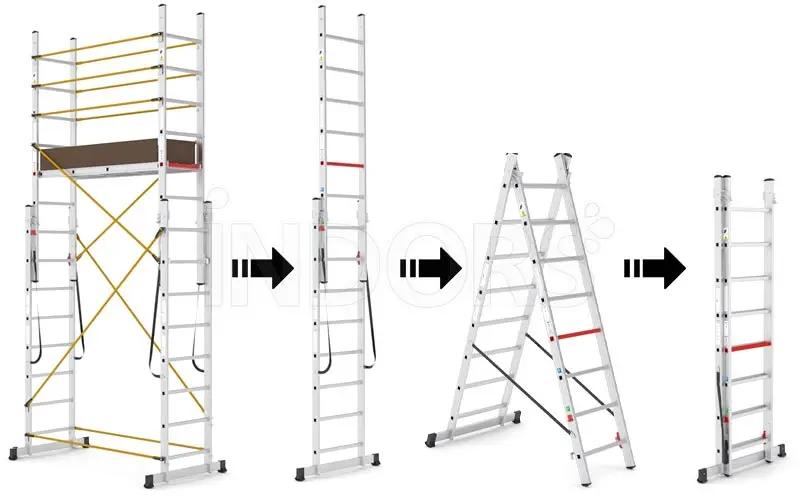 Svelt Target+ Trabattello professionale telescopico in alluminio, trasformabile in 2 scale a sfilo o a cavalletto