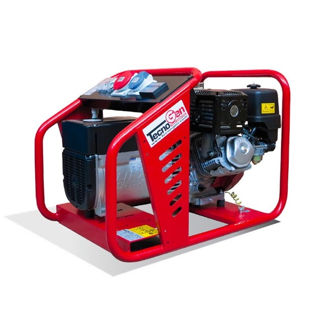 Groupe électrogène triphasé Tecnogen Compact H6500TE avec démarrage électrique et inverseur de source automatique (ATS).