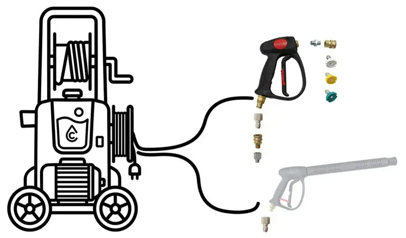 Kit Detailing Pulizia Auto per Idropulitrice con Pistola, Ugelli a Ventaglio e Attacchi Rapidi