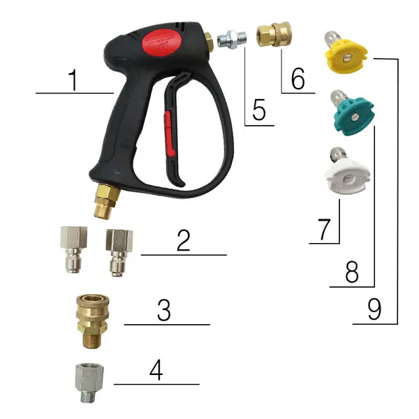 Kit Detailing Pulizia Auto per Idropulitrice con Pistola, Ugelli a Ventaglio e Attacchi Rapidi