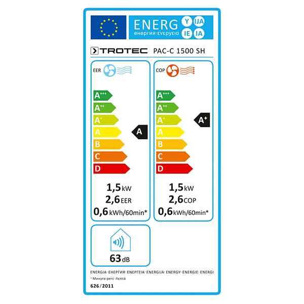 Trotec PAC-C 15000 SH WiFi classe énergétique A