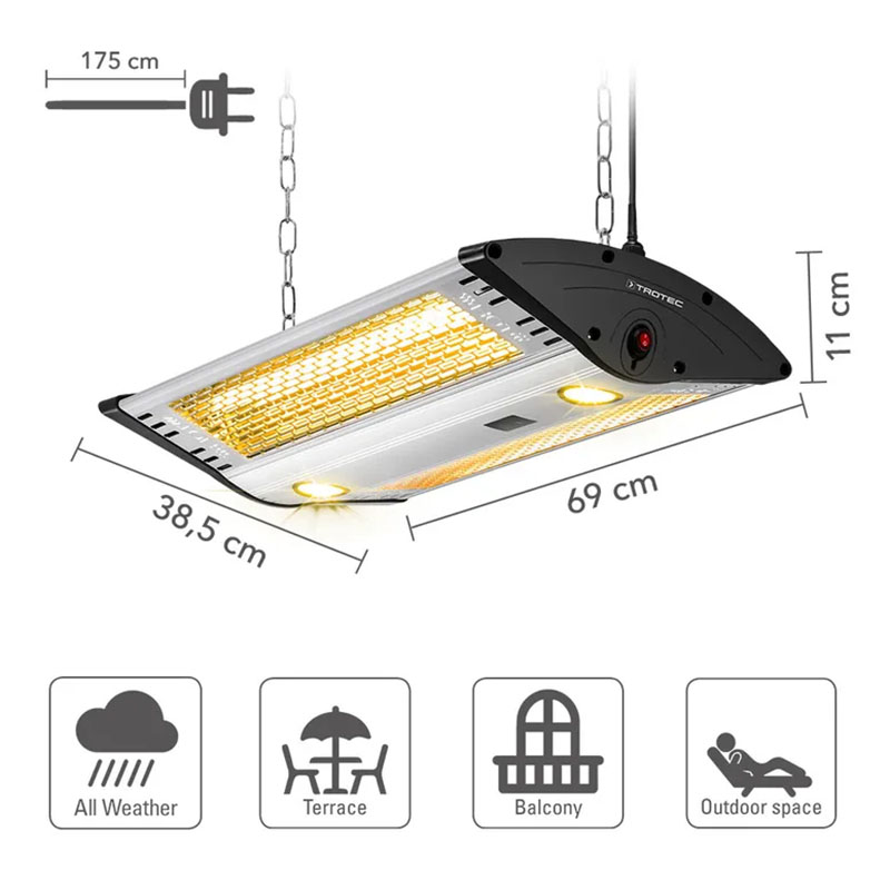 Trotec IR 2000 C 1410003205 - Riscaldatore a Soffitto di Design ad Infrarossi