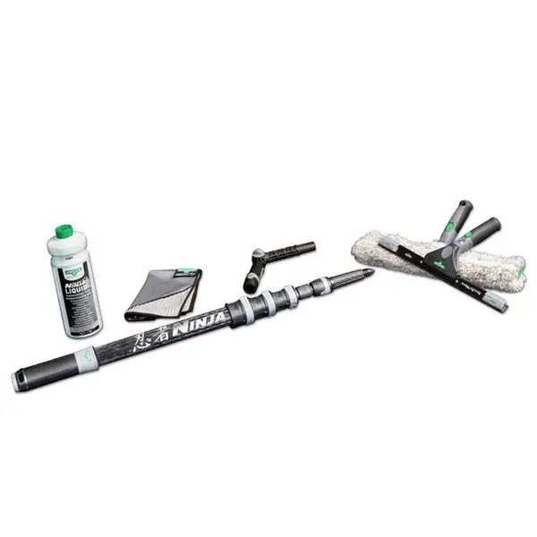 Unger ErgoTec NINJA AKN19 - Kit Pulizia Vetri 6 in 1 con Asta in Carbonio