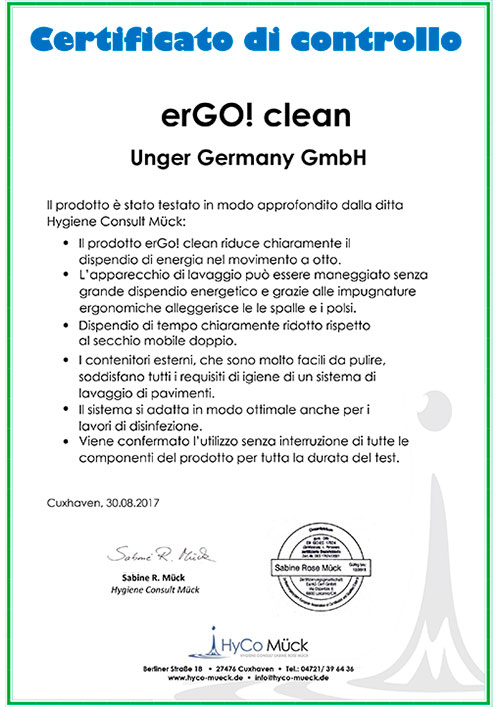 Ergonomic shape certification Unger erGo Clean