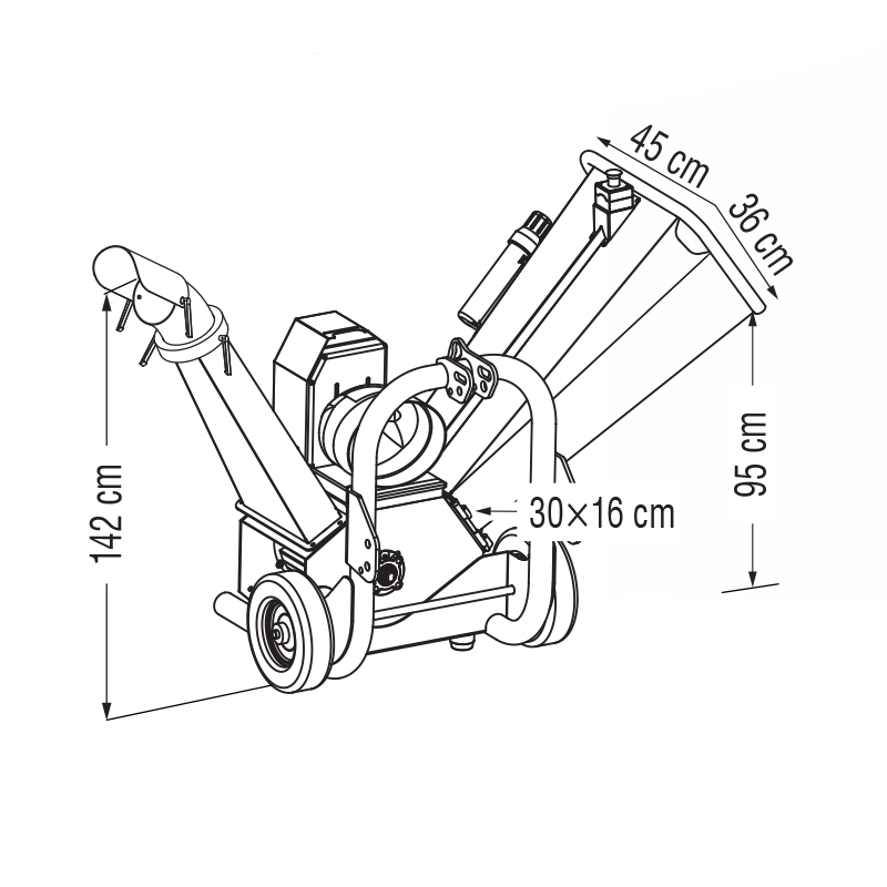 Dimensions du broyeur de branches robuste Zanon CIP 120-T pour tracteur